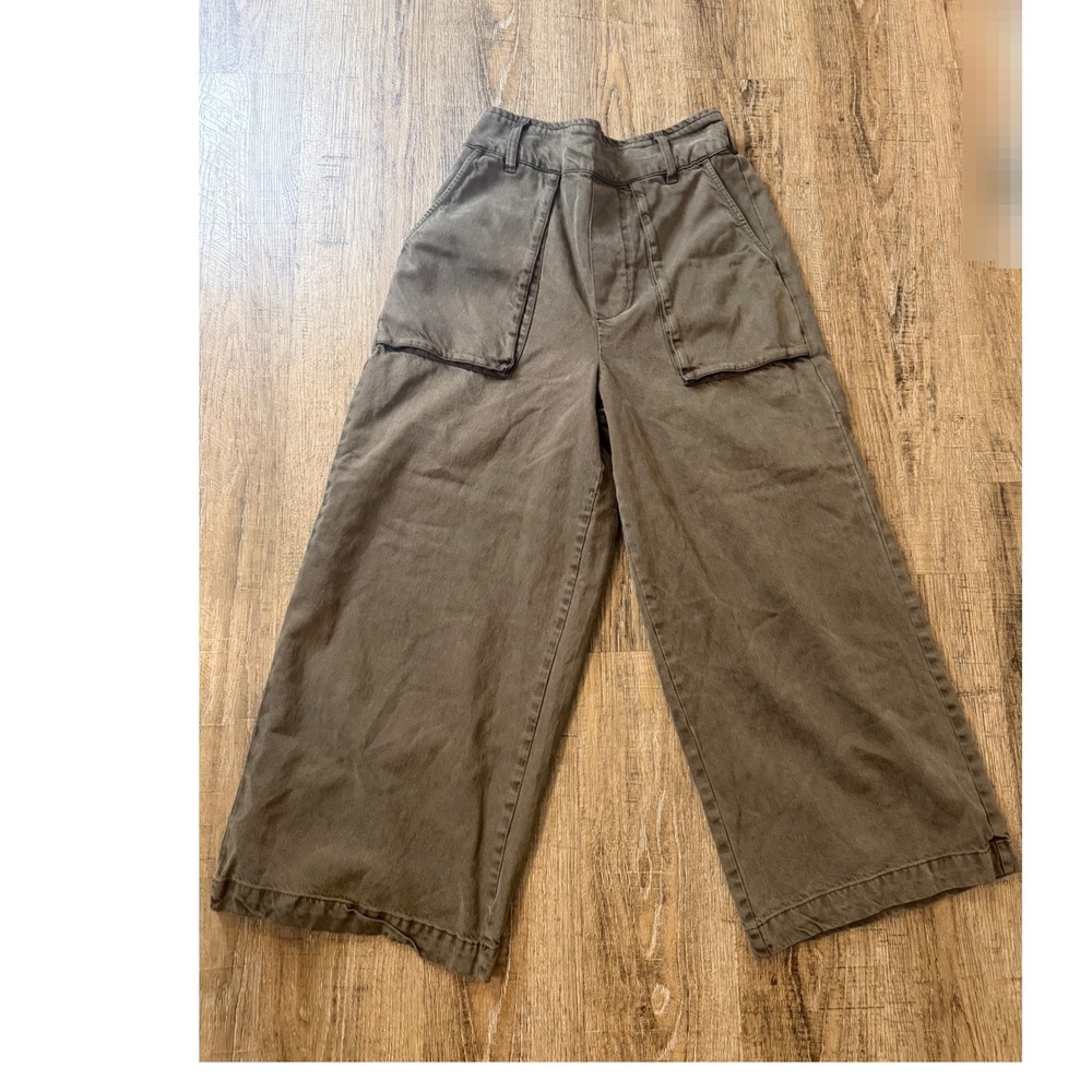 YFB Young Fabulous & Broke Olive Green Wide Leg Utility Pants Size M